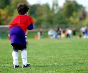 Dítě, sport, fotbal, pohyb, tráva